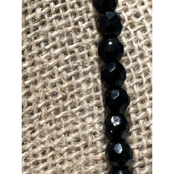 Vintage Vendome Black Faceted Glass Bead Necklace Signed Statement Slipover? - Picture 3 of 6